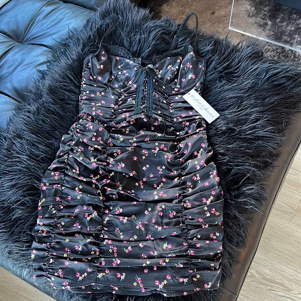 For Love & Lemons Medium Black Floral Dress NWT